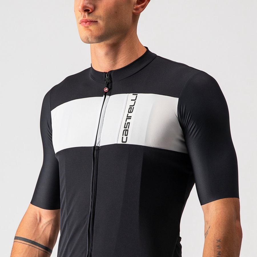 Black / Silver Grey / White Men Castelli PROLOGO 7 Jersey | 673519-OPW