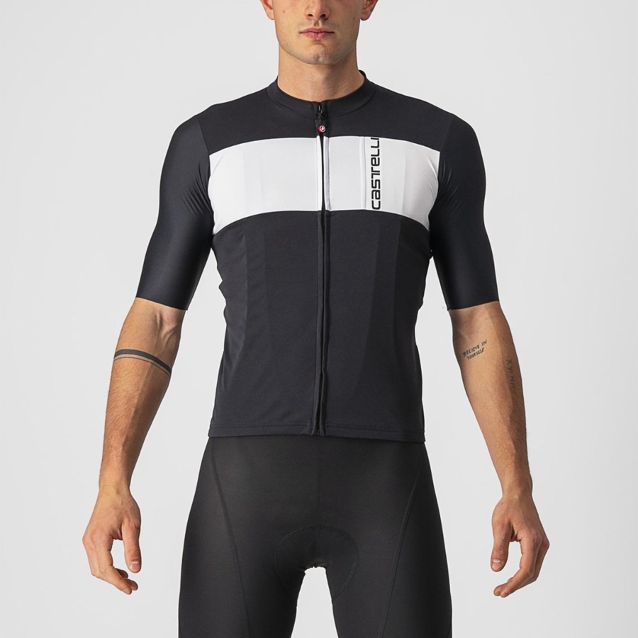 Black / Silver Grey / White Men Castelli PROLOGO 7 Jersey | 673519-OPW