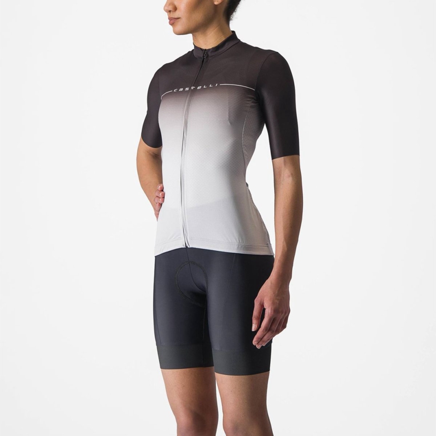 Black / Silver Grey / White Women Castelli SALITA Jersey | 493182-AIH