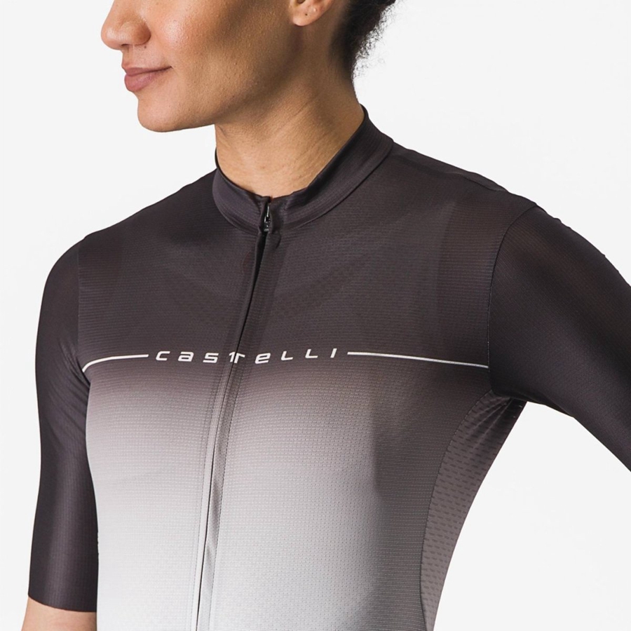 Black / Silver Grey / White Women Castelli SALITA Jersey | 493182-AIH