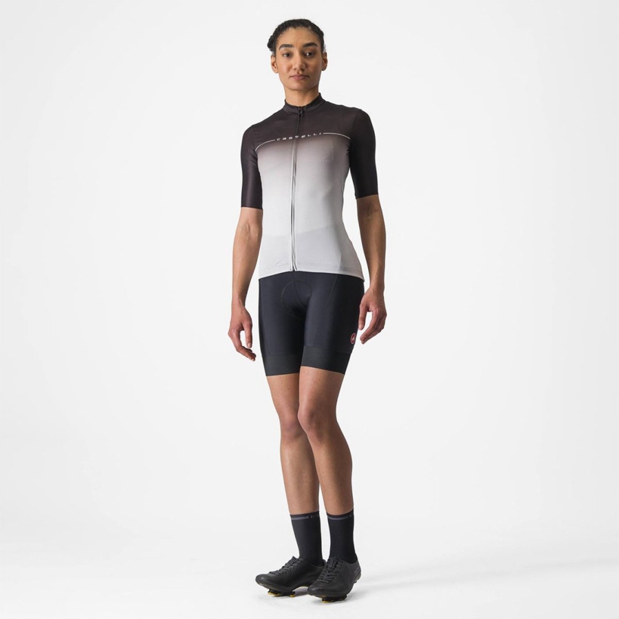 Black / Silver Grey / White Women Castelli SALITA Jersey | 493182-AIH