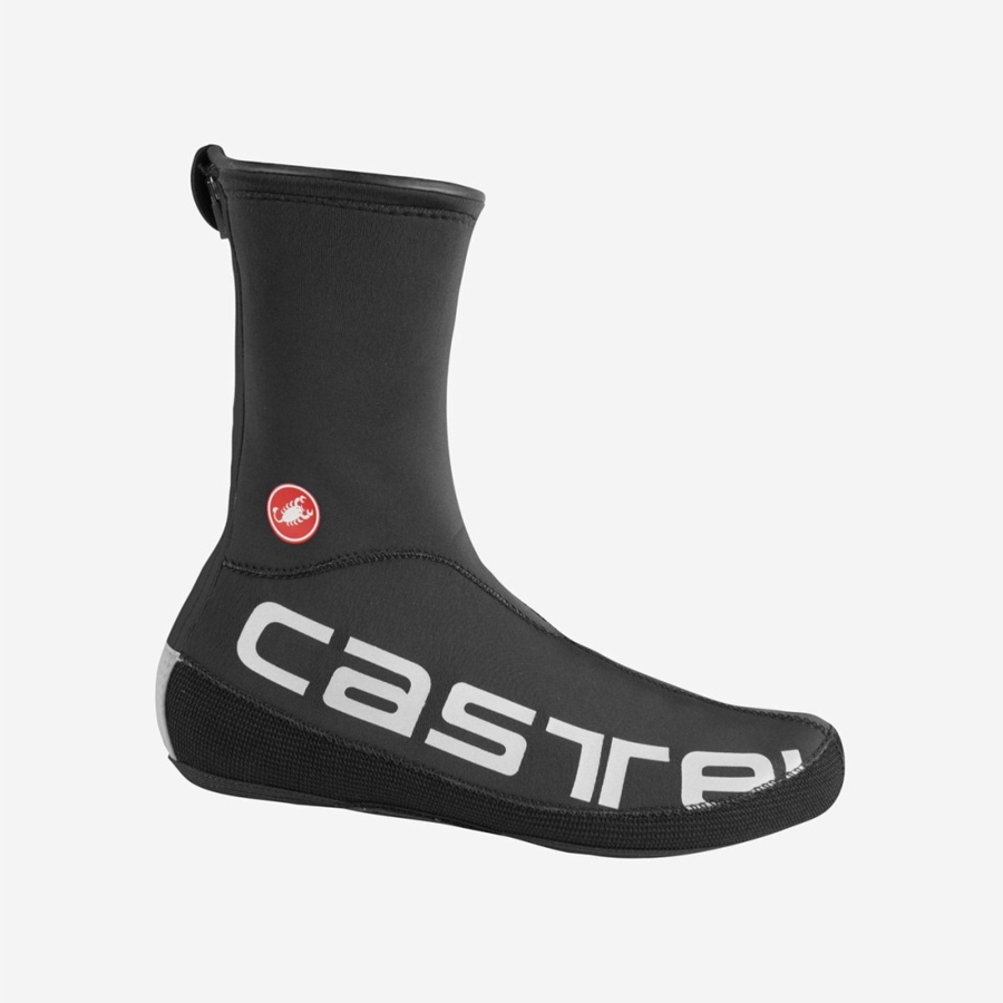 Black / Silver Men Castelli DILUVIO UL Shoecovers | 760451-FVY