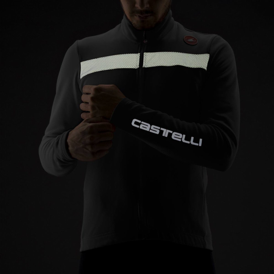 Black / Silver Men Castelli PURO 3 FZ Jersey | 961427-KWV