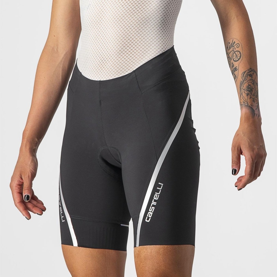 Black / Silver Women Castelli VELOCISSIMA 3 Shorts | 291653-LUJ