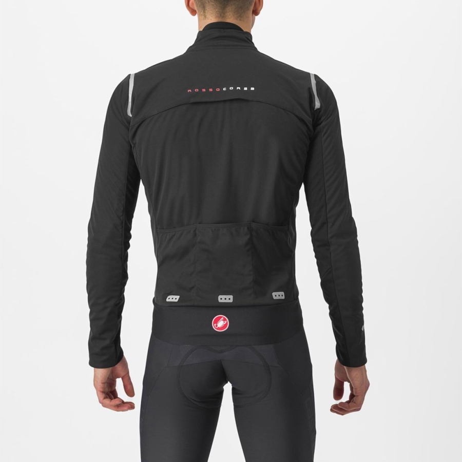 Black / Silver / Dark Men Castelli ALPHA DOPPIO ROS Jackets | 182504-GPB