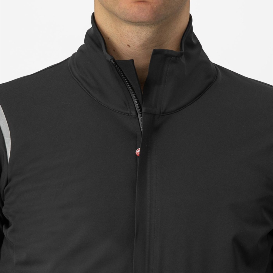 Black / Silver / Dark Men Castelli ALPHA DOPPIO ROS Jackets | 182504-GPB