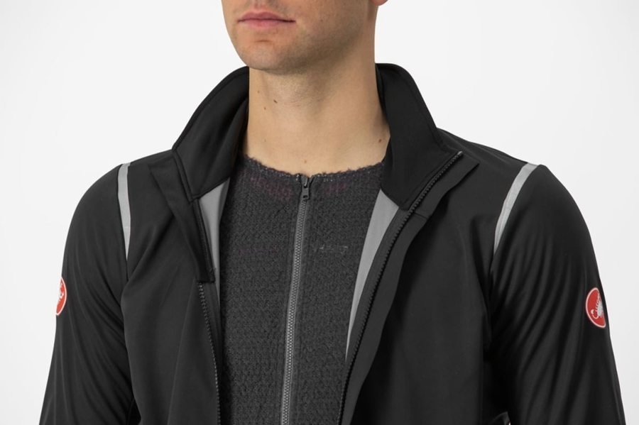 Black / Silver / Dark Men Castelli ALPHA DOPPIO ROS Jackets | 182504-GPB