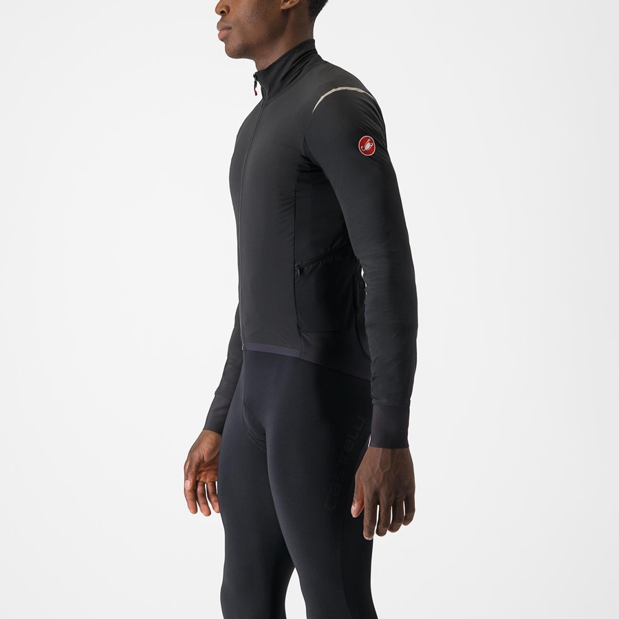 Black / Silver / Dark Men Castelli ALPHA FLIGHT ROS Jackets | 061845-HYF