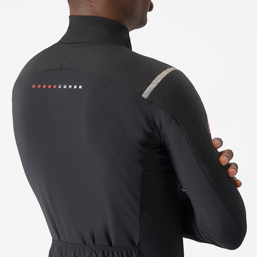 Black / Silver / Dark Men Castelli ALPHA FLIGHT ROS Jackets | 061845-HYF