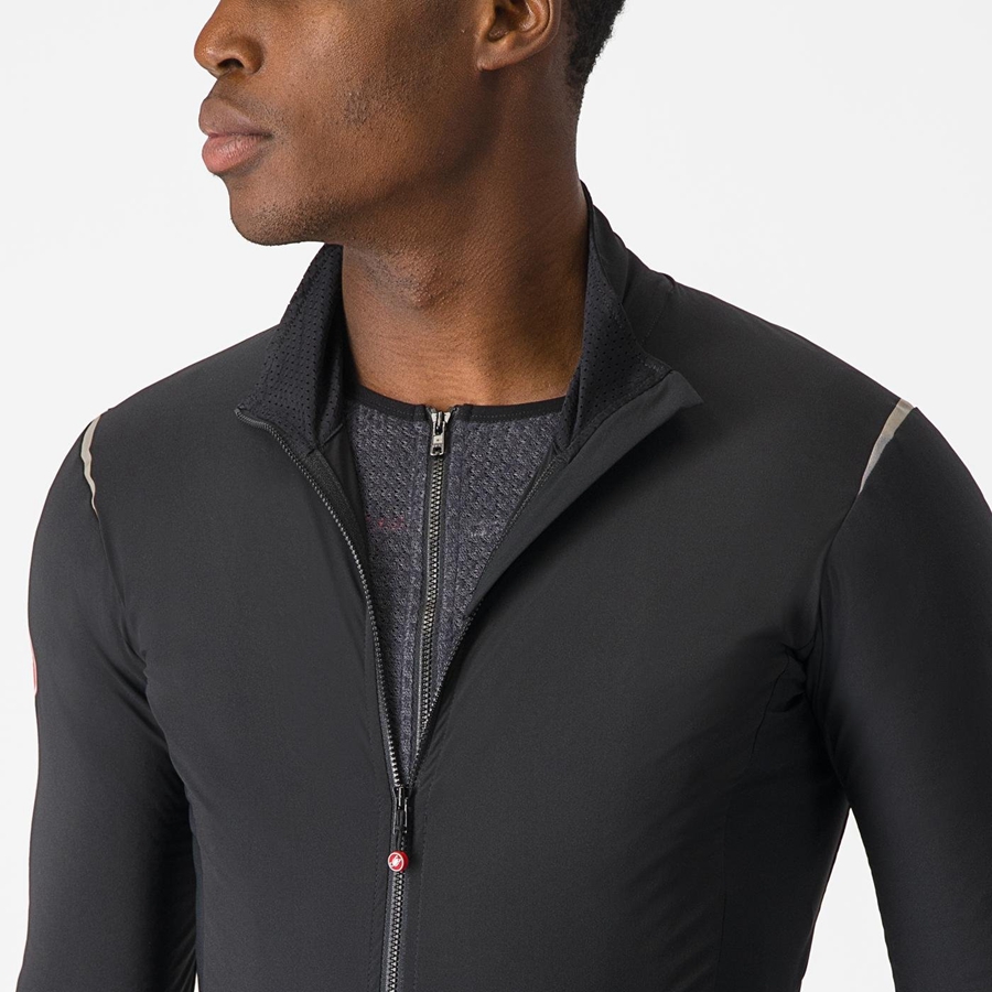 Black / Silver / Dark Men Castelli ALPHA FLIGHT ROS Jackets | 061845-HYF