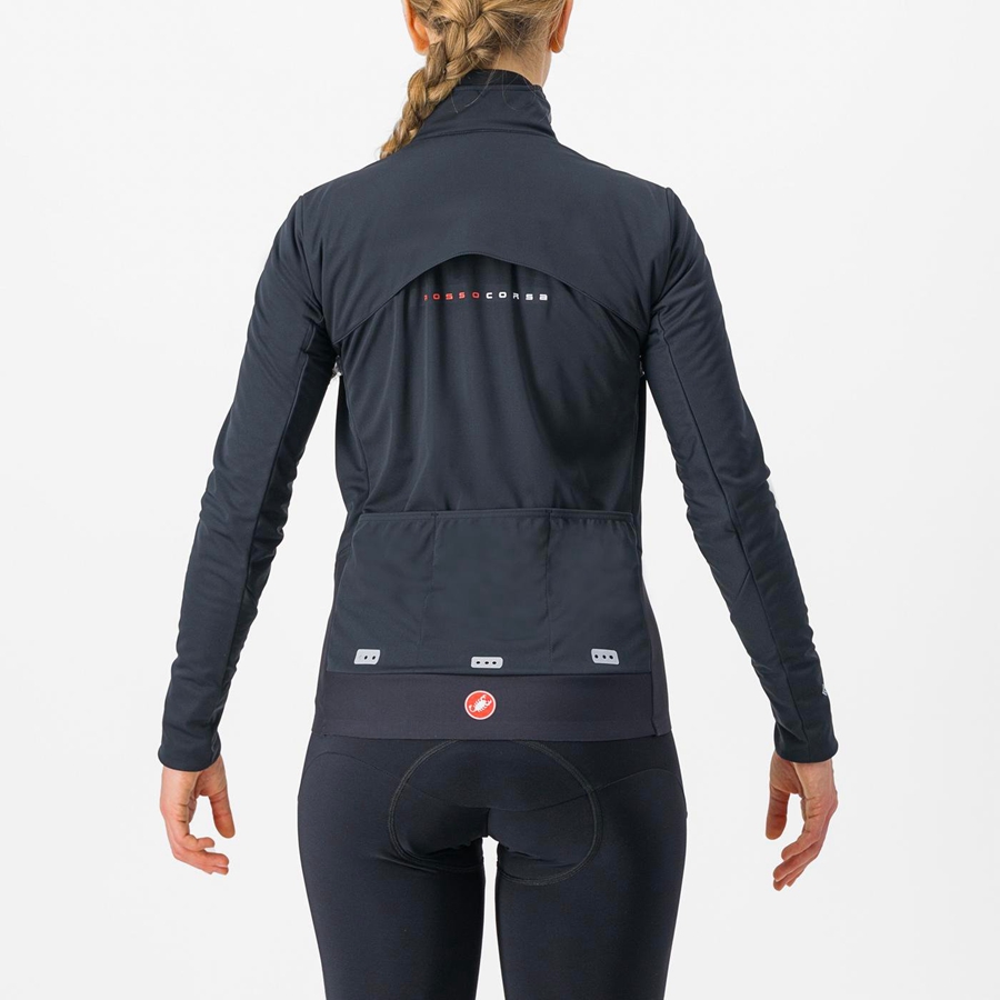 Black / Silver / Dark Women Castelli ALPHA DOPPIO ROS W Jackets | 317829-NRH