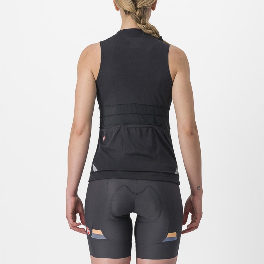 Black / White Women Castelli ANIMA 4 SLEEVELESS Jersey | 214903-VDK