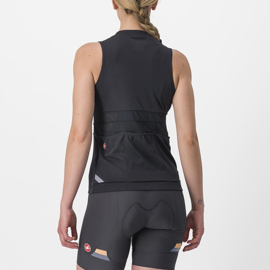 Black / White Women Castelli ANIMA 4 SLEEVELESS Jersey | 214903-VDK