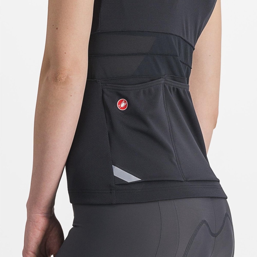 Black / White Women Castelli ANIMA 4 SLEEVELESS Jersey | 214903-VDK