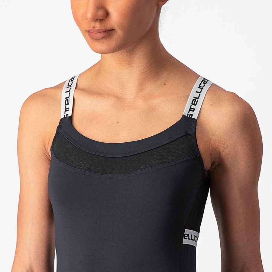 Black / White Women Castelli BAVETTE TOP Jersey | 705342-AYX