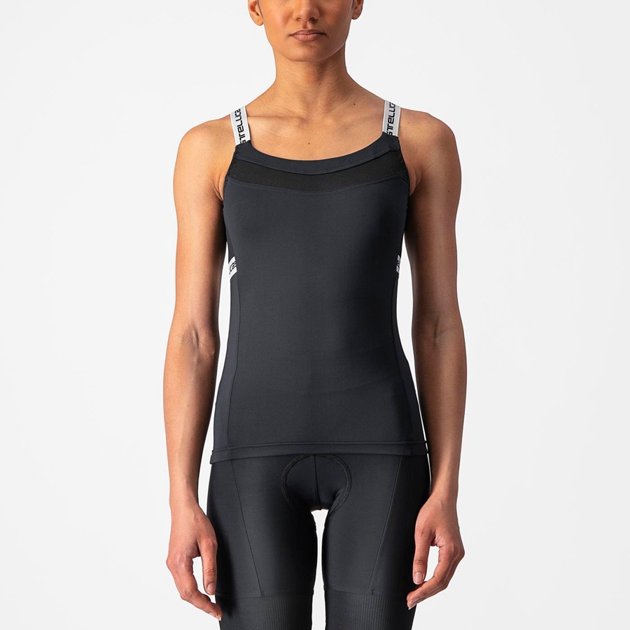 Black / White Women Castelli BAVETTE TOP Jersey | 705342-AYX