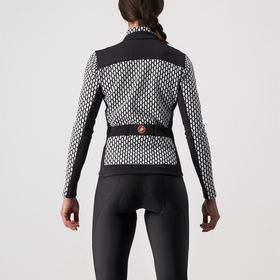 Black / White Women Castelli SFIDA 2 FZ Jersey | 071548-ILM