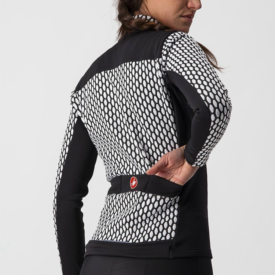 Black / White Women Castelli SFIDA 2 FZ Jersey | 071548-ILM