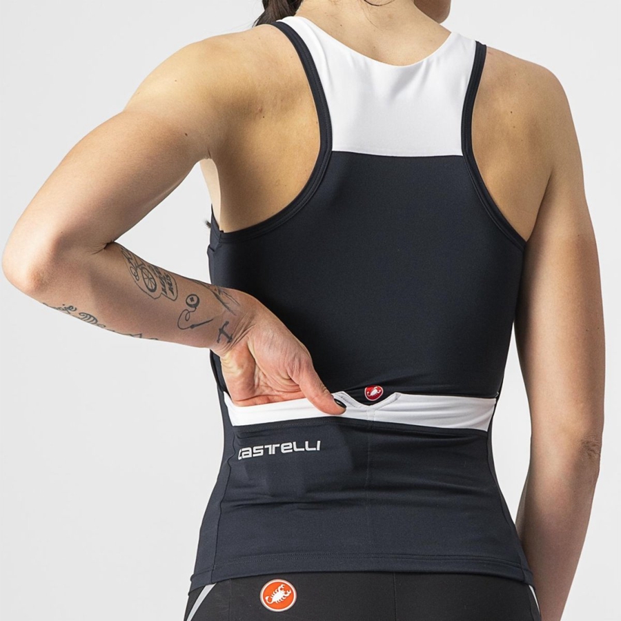 Black / White Women Castelli SOLARIS TOP Jersey | 583247-BTI