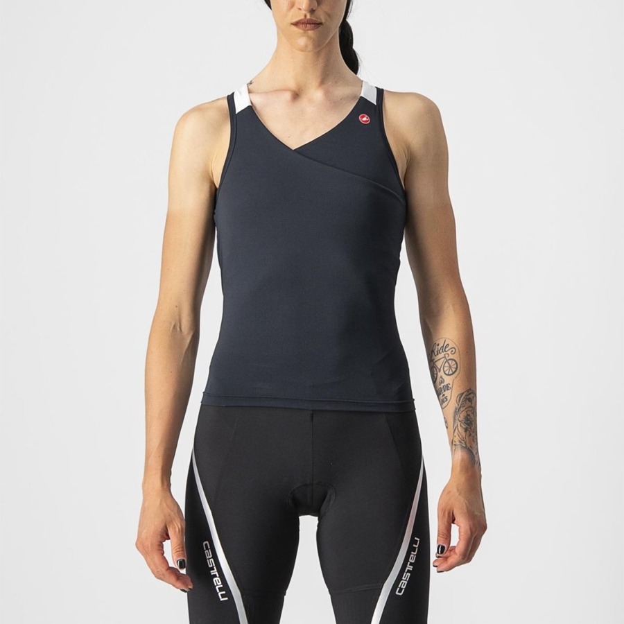 Black / White Women Castelli SOLARIS TOP Jersey | 583247-BTI