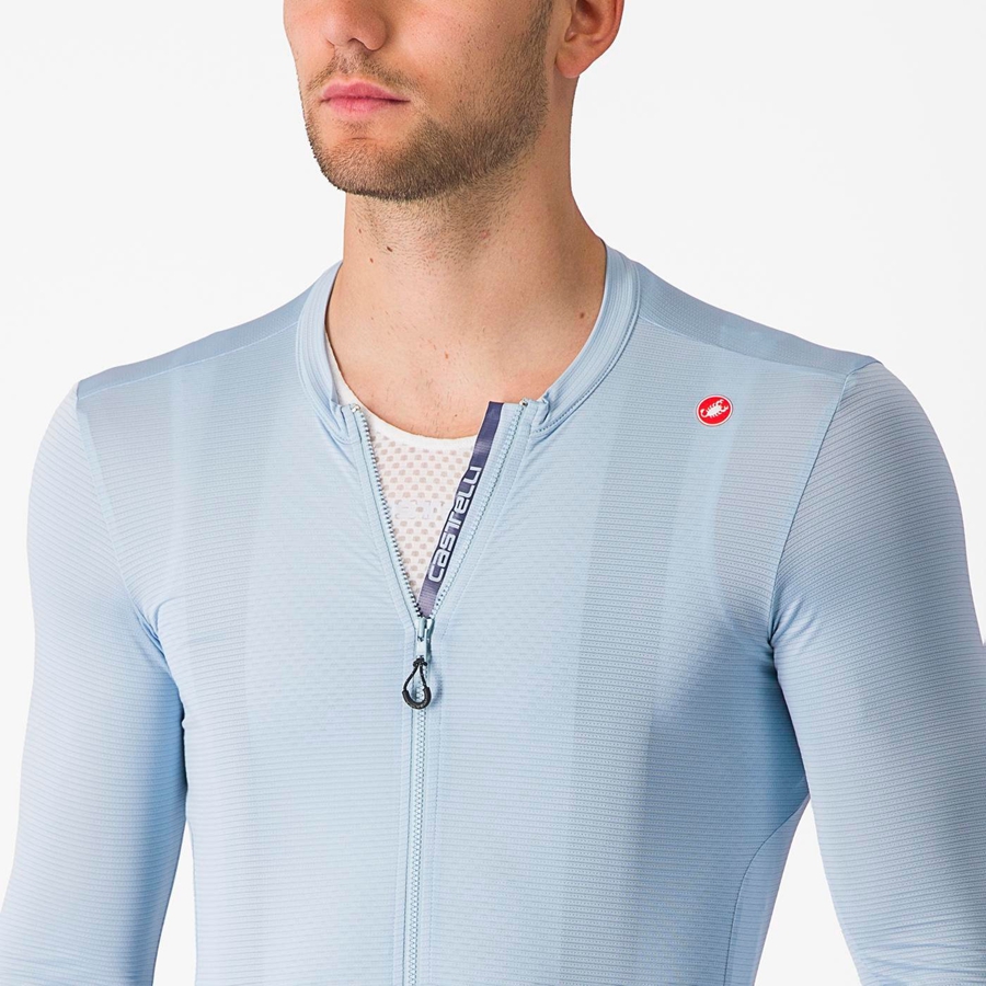 Blue / Blue Men Castelli ESPRESSO LS Jersey | 429108-JVQ