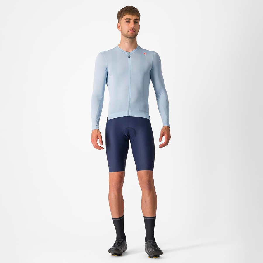 Blue / Blue Men Castelli ESPRESSO LS Jersey | 429108-JVQ