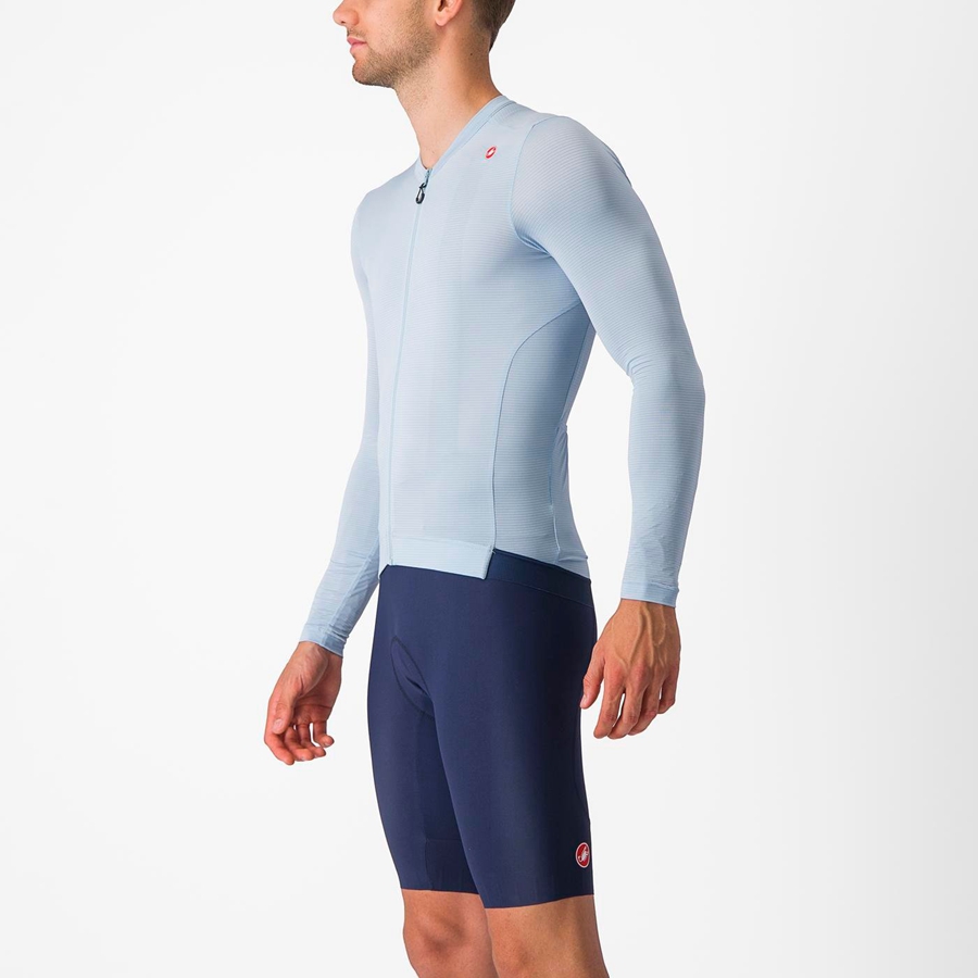 Blue / Blue Men Castelli ESPRESSO LS Jersey | 429108-JVQ