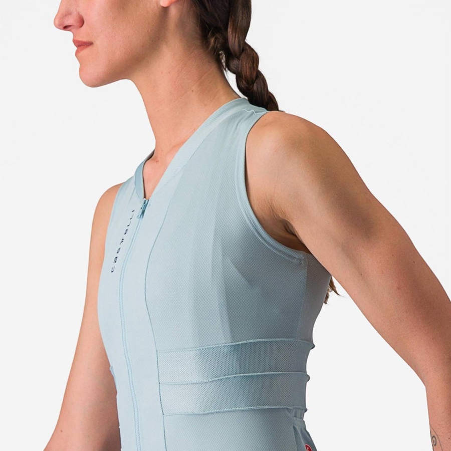 Blue / Dark Grey Blue Women Castelli ANIMA 4 SLEEVELESS Jersey | 597218-KBW