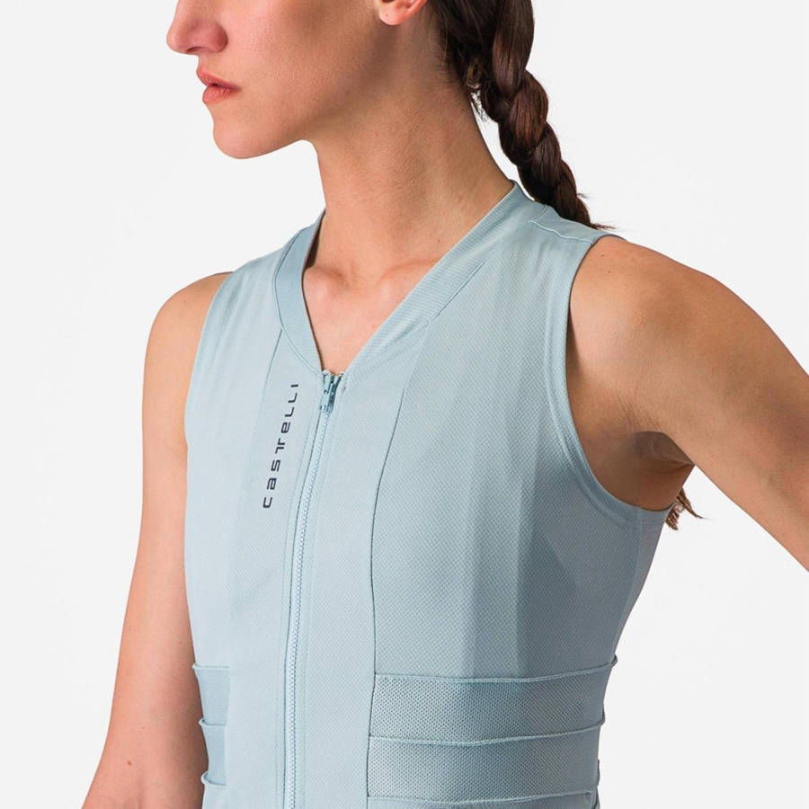 Blue / Dark Grey Blue Women Castelli ANIMA 4 SLEEVELESS Jersey | 597218-KBW