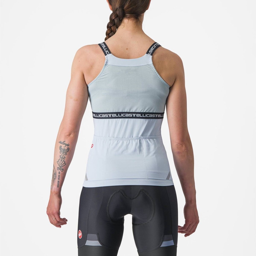 Blue / Dark Grey Blue Women Castelli BAVETTE TOP Jersey | 310785-JWS