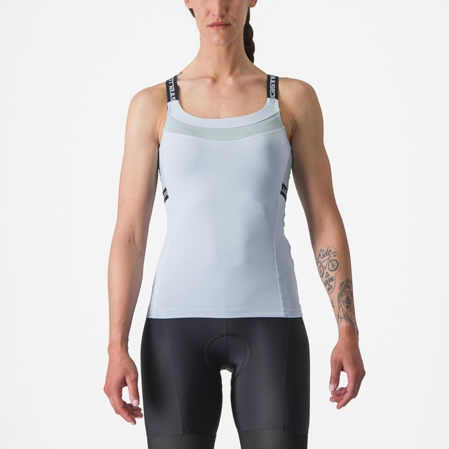 Blue / Dark Grey Blue Women Castelli BAVETTE TOP Jersey | 310785-JWS