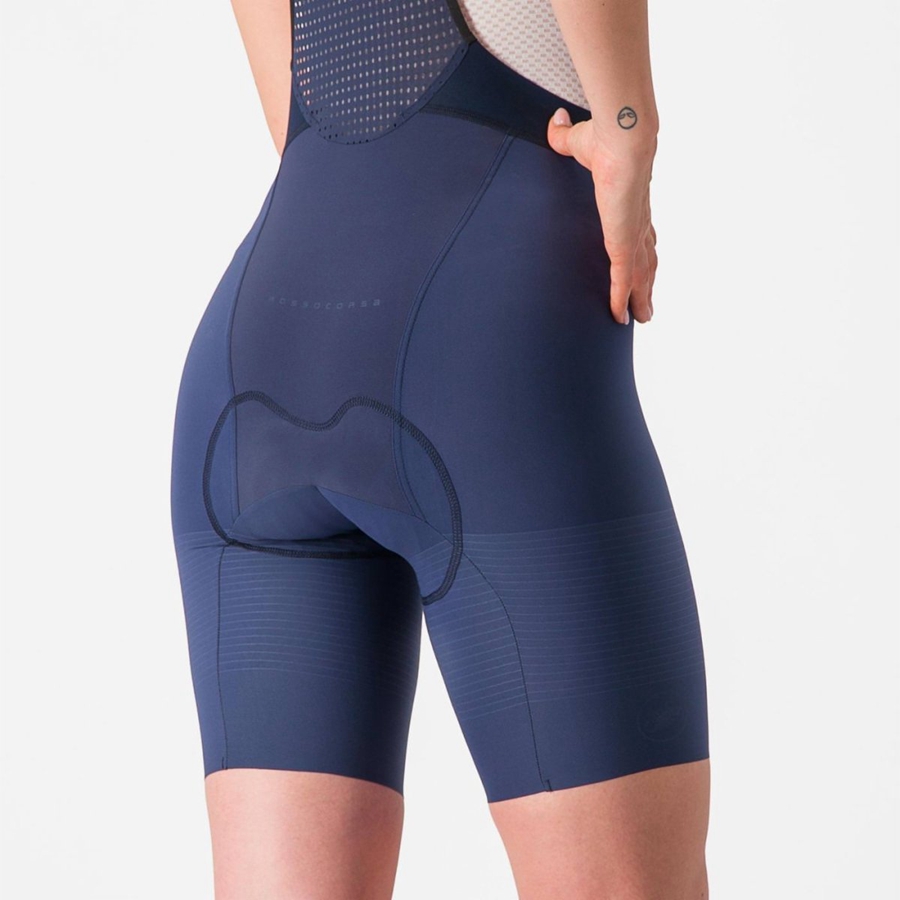 Blue / Grey Blue Women Castelli PREMIO W Bib Shorts | 873296-ZWX