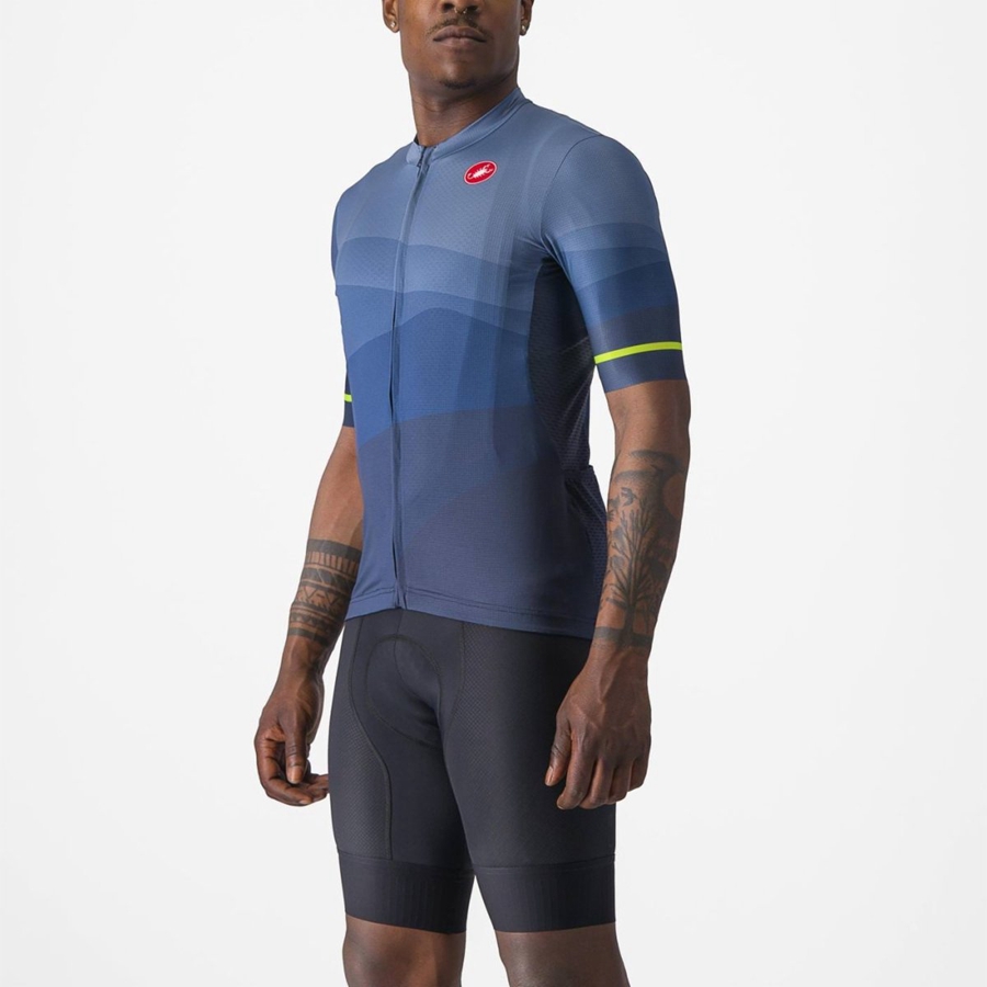 Blue / Light Grey Blue Men Castelli ORIZZONTE Jersey | 813265-EMK