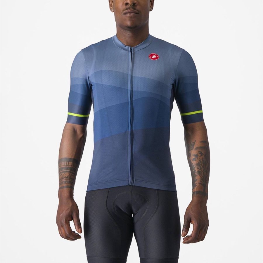 Blue / Light Grey Blue Men Castelli ORIZZONTE Jersey | 813265-EMK