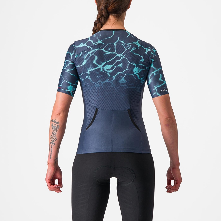 Blue / Light Turquoise Women Castelli FREE SPEED 2 W RACE TOP Suits | 961045-MVU