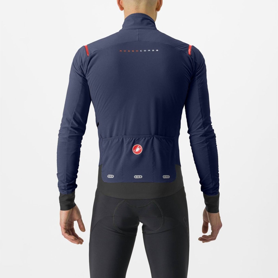 Blue / Red Men Castelli ALPHA FLIGHT ROS Jackets | 687439-QLW