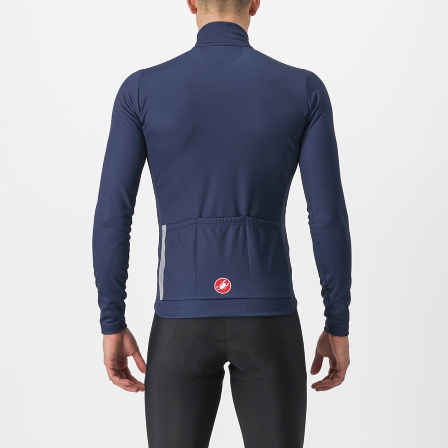 Blue / Silver Grey Men Castelli ENTRATA THERMAL Jersey | 360815-WFO