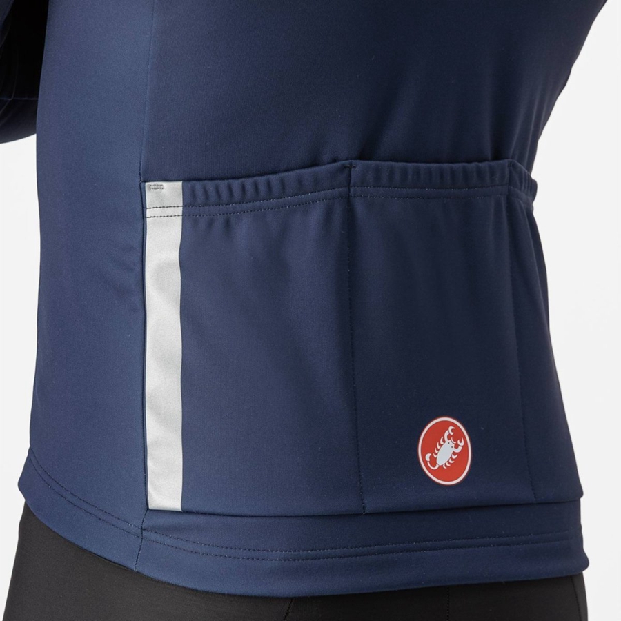 Blue / Silver Grey Men Castelli ENTRATA THERMAL Jersey | 360815-WFO