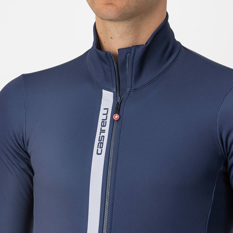 Blue / Silver Grey Men Castelli ENTRATA THERMAL Jersey | 360815-WFO