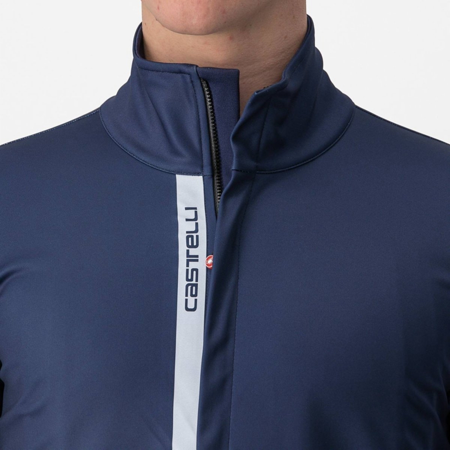 Blue / Silver Men Castelli ENTRATA Jackets | 746158-UMP