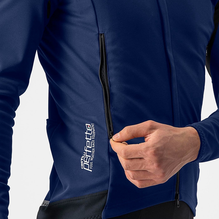 Blue / Silver Men Castelli PERFETTO RoS 2 Jackets | 810472-KWR