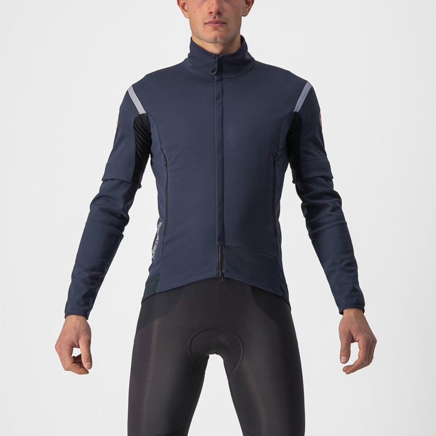 Blue / Silver Men Castelli PERFETTO RoS 2 CONVERTIBLE Jackets | 492605-GID