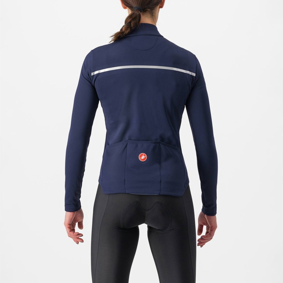 Blue / Silver Women Castelli SINERGIA 2 FZ Jersey | 130657-BLW