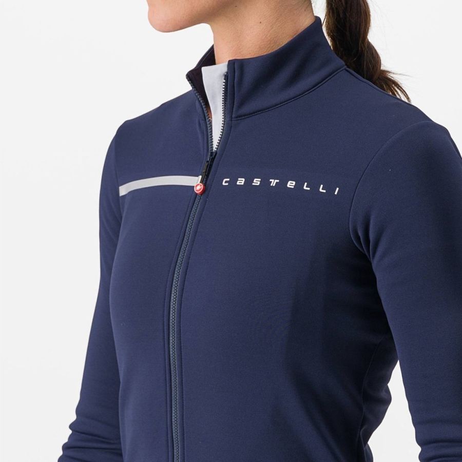 Blue / Silver Women Castelli SINERGIA 2 FZ Jersey | 130657-BLW