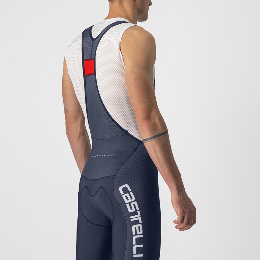 Blue / White / Silver Men Castelli COMPETIZIONE KIT Bib Shorts | 083546-VOH