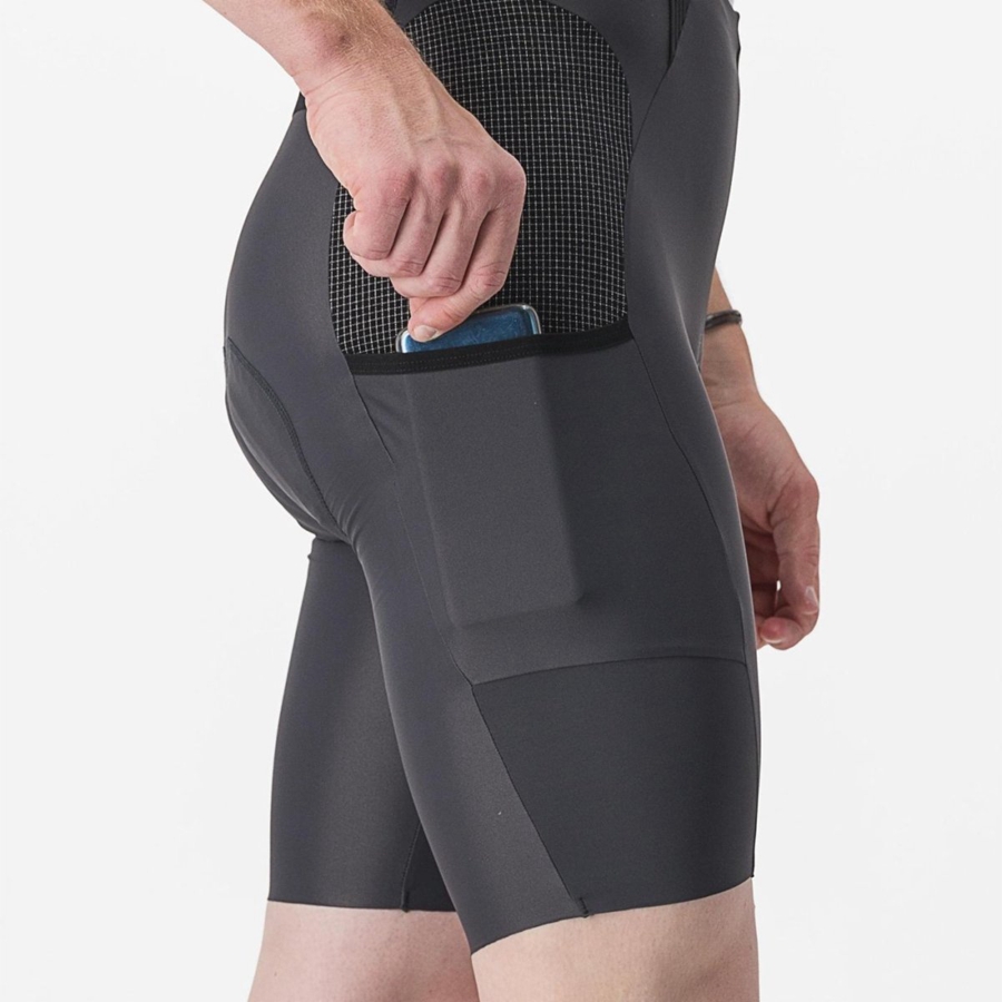 Dark Grey Men Castelli FREE UNLIMITED Bib Shorts | 274319-YVE