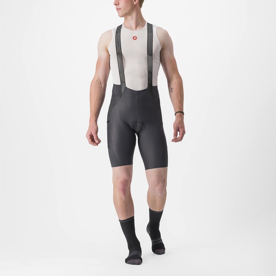 Dark Grey Men Castelli FREE UNLIMITED Bib Shorts | 274319-YVE