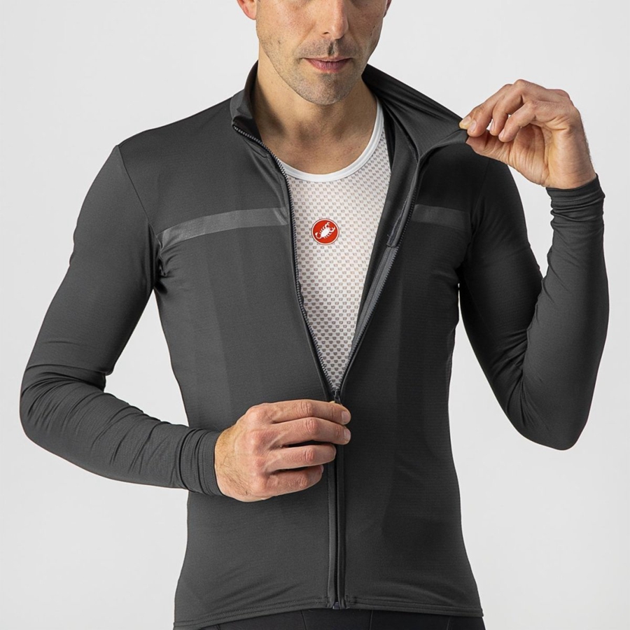 Dark Grey Men Castelli PRO THERMAL MID LS Jersey | 512309-IKV