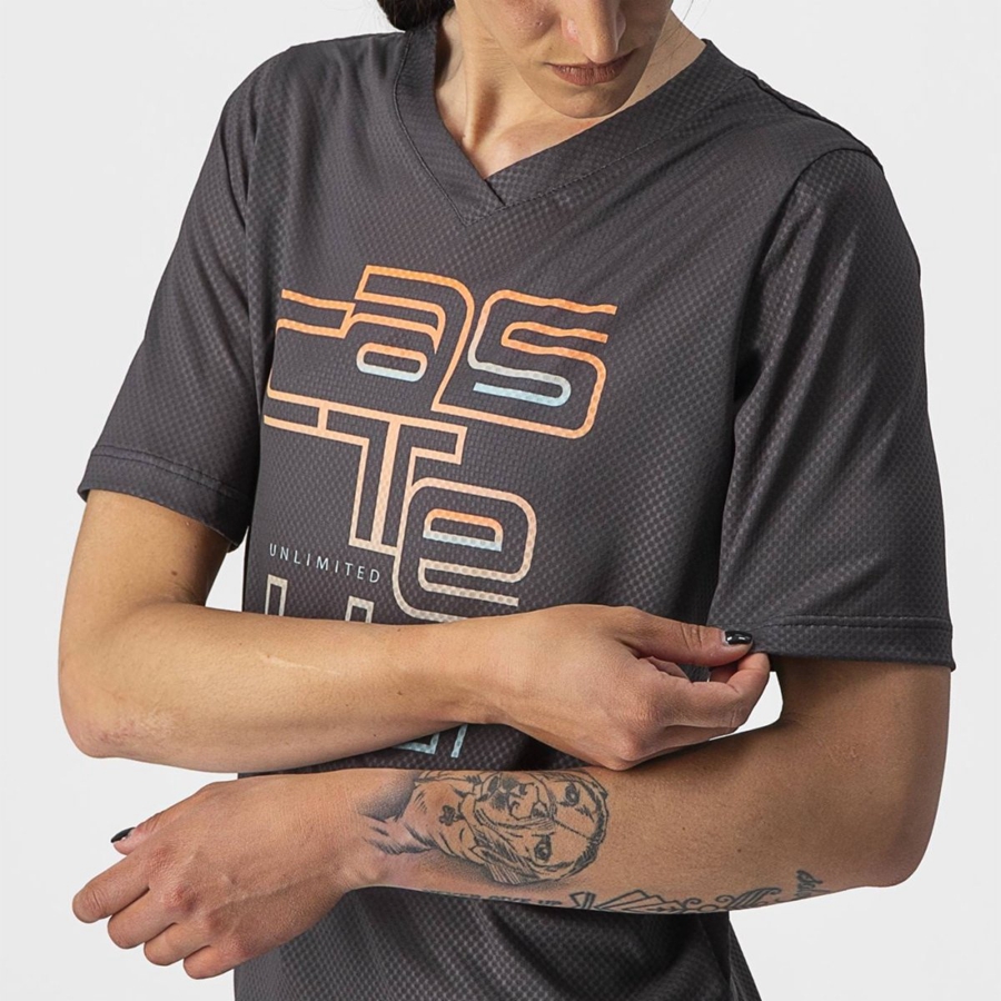 Dark Grey Women Castelli TRAIL TECH W TEE Jersey | 098641-YSN