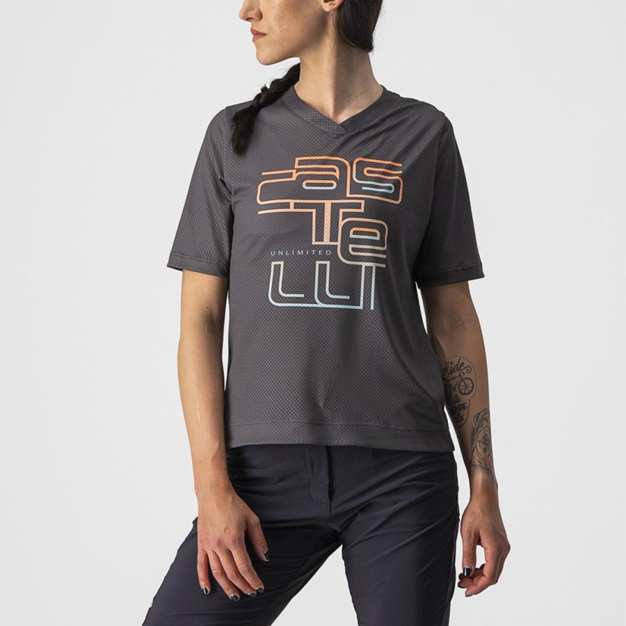 Dark Grey Women Castelli TRAIL TECH W TEE Jersey | 098641-YSN